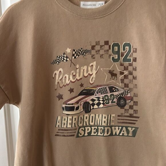 Abercrombie Fitch tan crewneck sweatshirt racing speedway A & F‎ Women’s XS - Picture 2 of 8